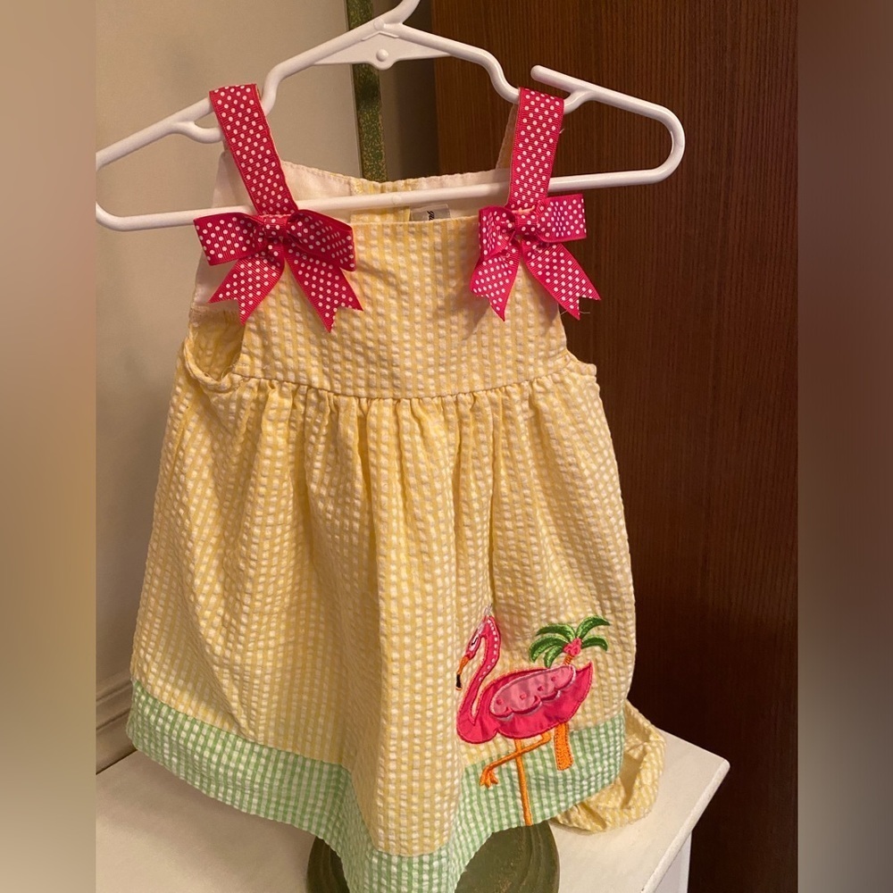 Rare Editions Flamingo Dress & Diaper‎ Cover